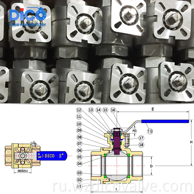 Вэньчжоу, Китай, литье под давлением CF8 / CF8m с шаровым клапаном 2PC с винтовой площадкой ISO5211